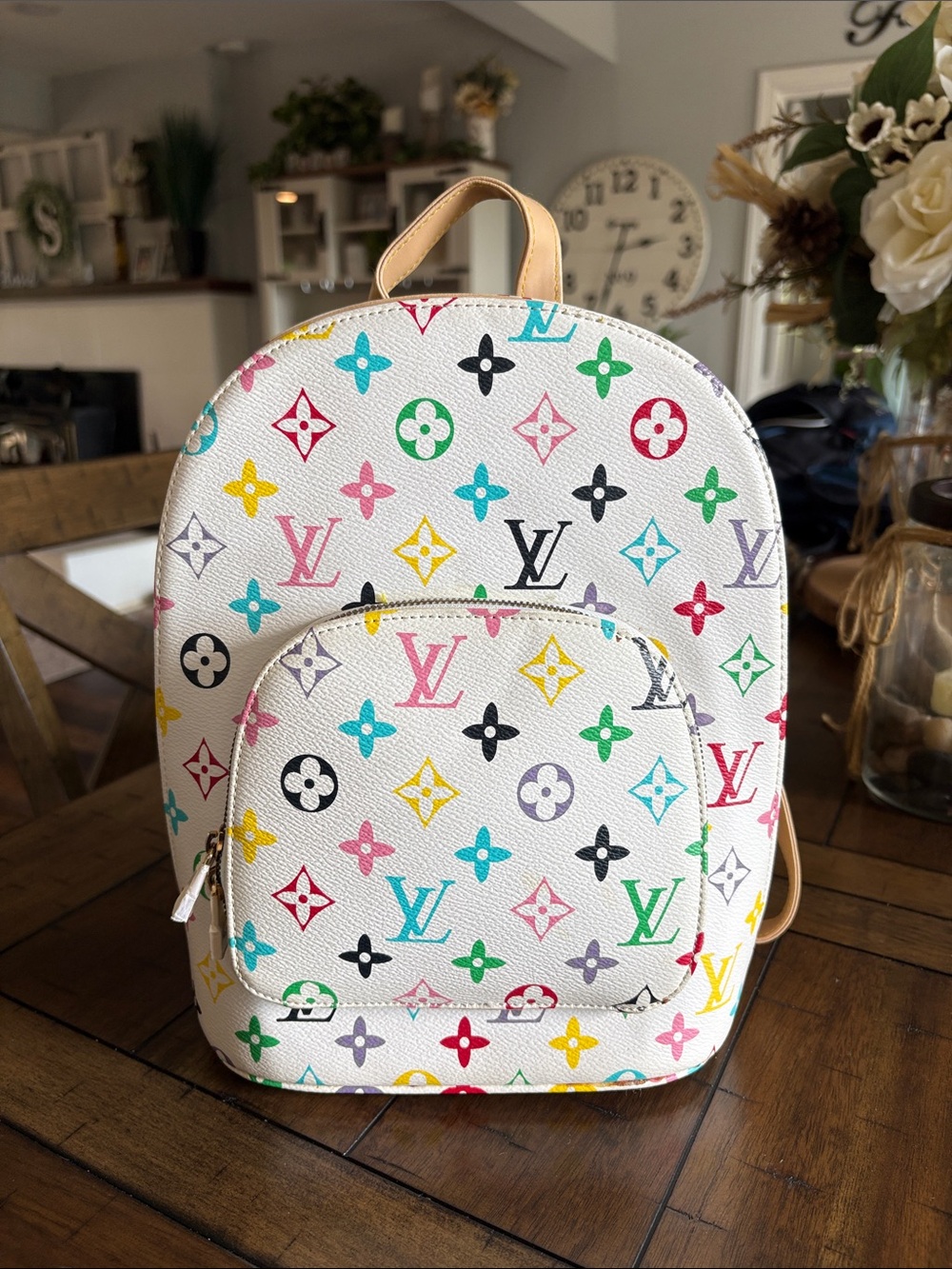Fashion White Multicolor Monogram Mini Backpack